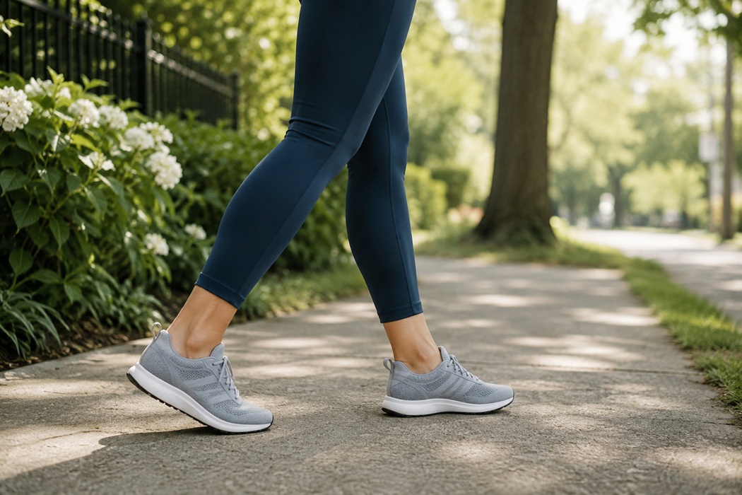 Person walking outdoors - early peripheral artery disease often produces no visible signs despite affecting circulation
